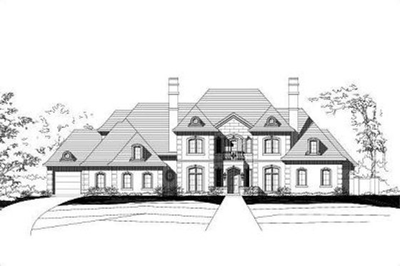 Exterior - Front Elevation for European House Plan #411-590 - 5 bed, 5.5 bath