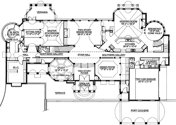 House Blueprint - European Floor Plan - Main Floor Plan #119-167