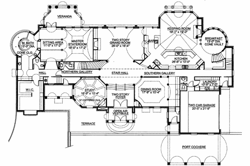 House Plan Design - Floor Plan - Main Floor for European House Plan #119-167 - 5 bed, 6.5 bath