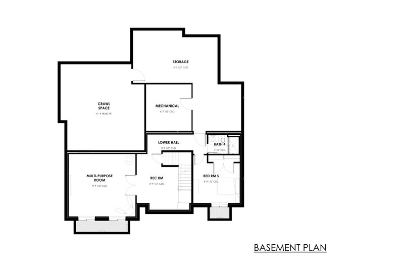 Architectural House Design - Floor Plan - Lower Floor for Craftsman House Plan #1042-27 - 5 bed, 4.5 bath