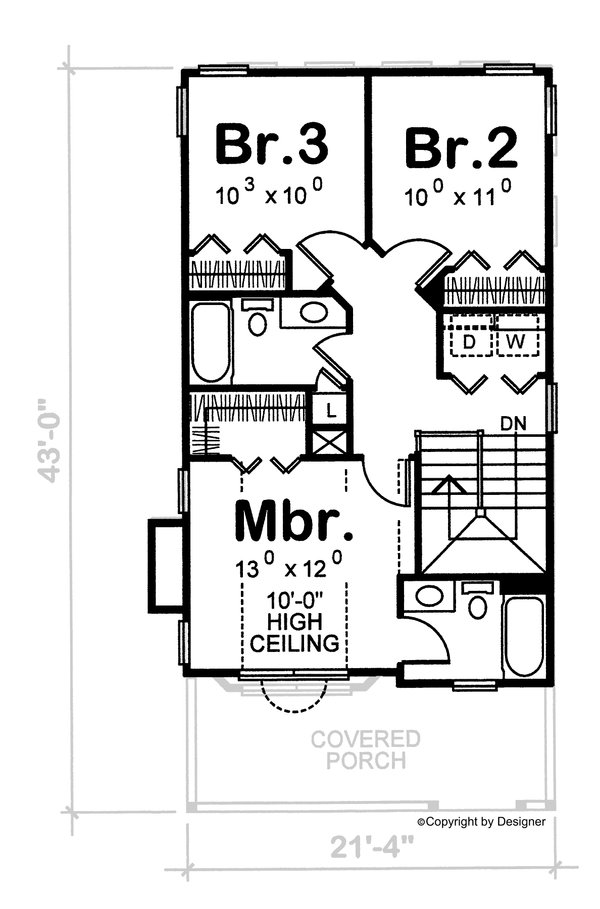 Victorian Floor Plan - Upper Floor Plan #20-2469