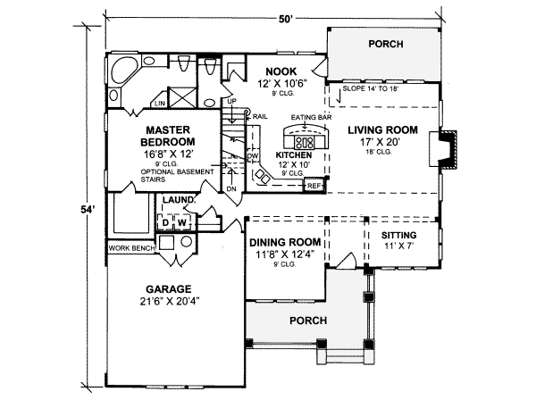 Architectural House Design - Craftsman Floor Plan - Main Floor Plan #20-355