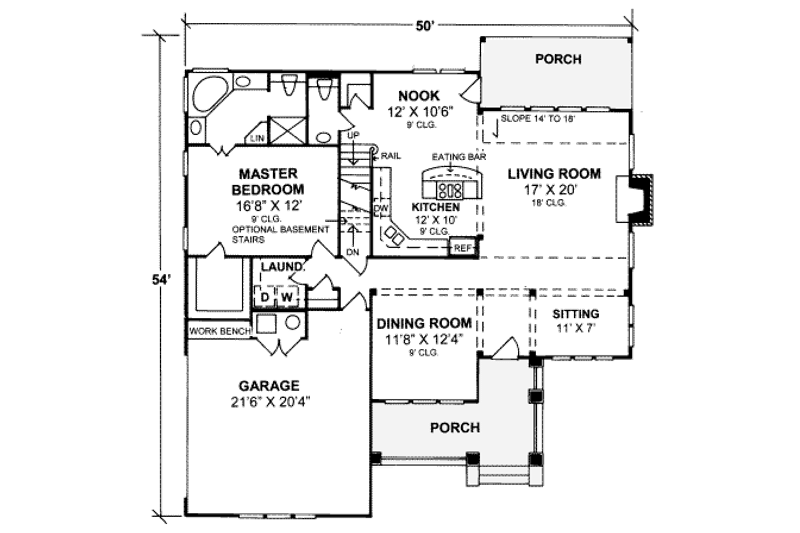 Dream House Plan - Floor Plan - Main Floor for Craftsman House Plan #20-355 - 4 bed, 3.5 bath