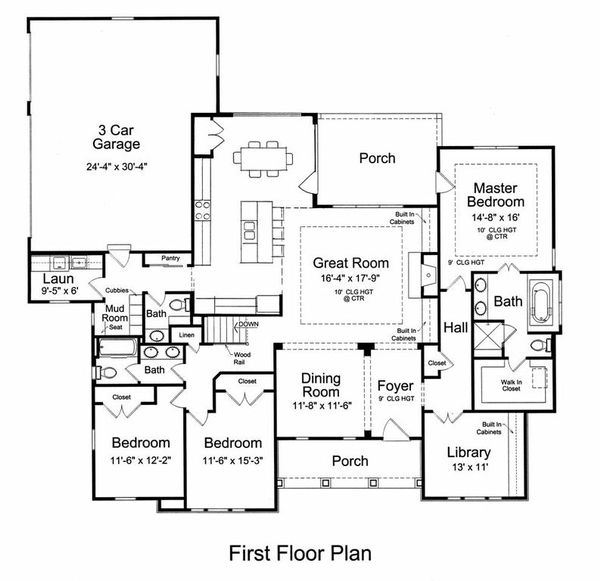 House Blueprint - Craftsman Floor Plan - Main Floor Plan #46-527