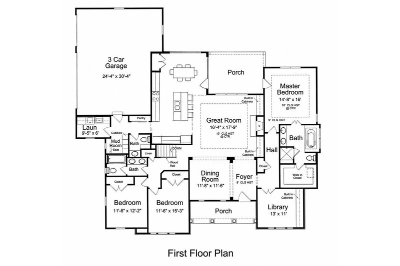 Home Plan - Floor Plan - Main Floor for Craftsman House Plan #46-527 - 3 bed, 2.5 bath