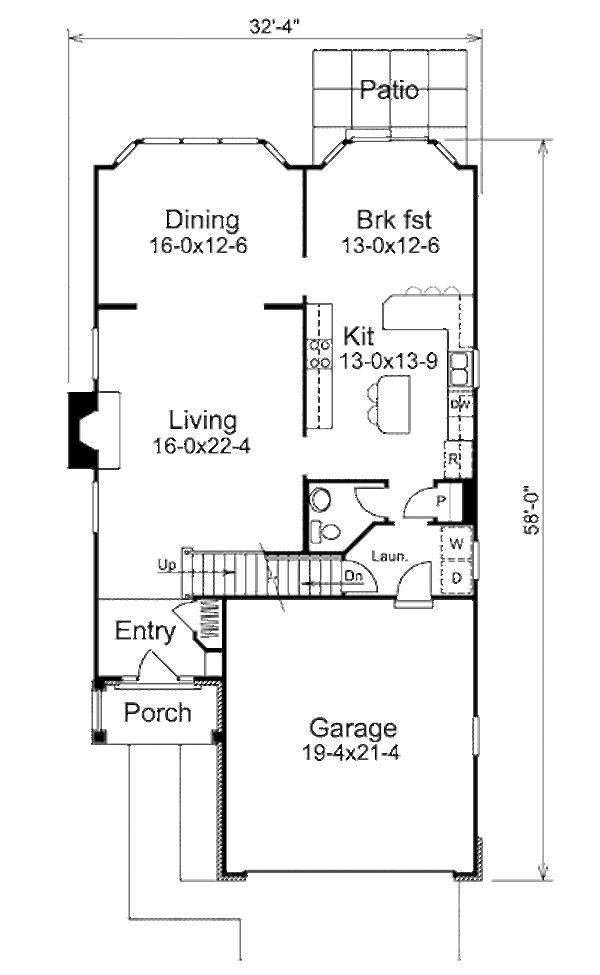 House Design - Traditional Floor Plan - Main Floor Plan #57-332