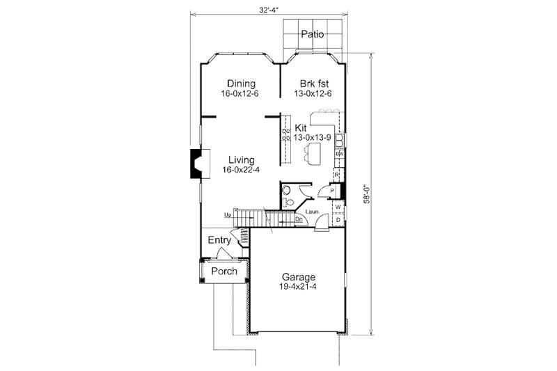 Dream House Plan - Floor Plan - Main Floor for Traditional House Plan #57-332 - 3 bed, 2.5 bath