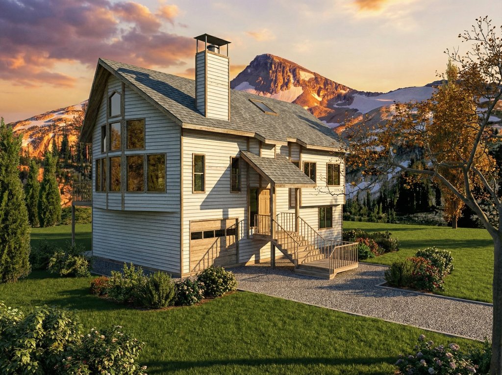 Exterior - Front Elevation 2 for Cabin House Plan #117-1093 - 4 bed, 3 bath
