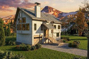 Exterior - Front Elevation for Cabin House Plan #117-1093 - 4 bed, 3 bath