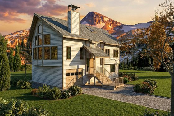 Exterior - Front Elevation for Cabin House Plan #117-1093 - 4 bed, 3 bath