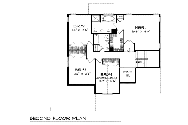 Home Plan - Floor Plan - Upper Floor for Traditional House Plan #70-449 - 4 bed, 2.5 bath