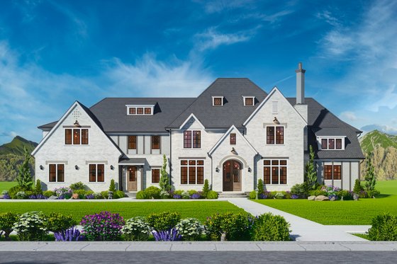 Exterior - Front Elevation 4 for European House Plan #54-696 - 5 bed, 5 bath