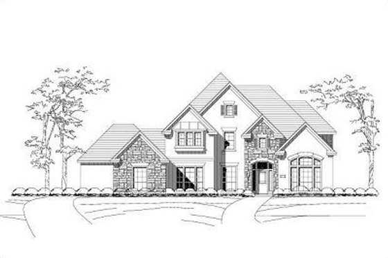 Exterior - Front Elevation for European House Plan #411-588 - 5 bed, 3.5 bath