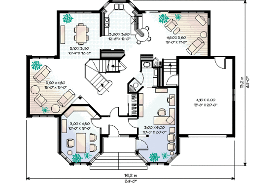 Floor Plan - Main Floor for European House Plan #23-276 - 3 bed, 2.5 bath