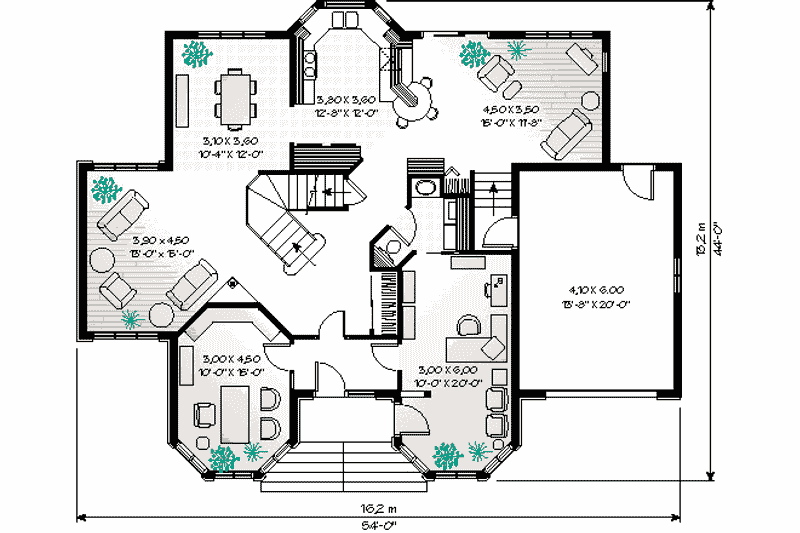 Home Plan - Floor Plan - Main Floor for European House Plan #23-276 - 3 bed, 2.5 bath