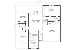 Floor Plan - Main Floor for Traditional House Plan #17-131 - 3 bed, 2 bath