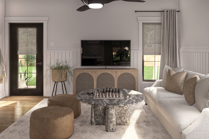 House Blueprint - Interior - Family Room for Modern House Plan #455-447 - 2 bed, 1 bath