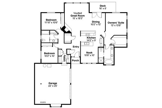 Floor Plan - Main Floor House Plan #124-117 - 3 bed, 2 bath