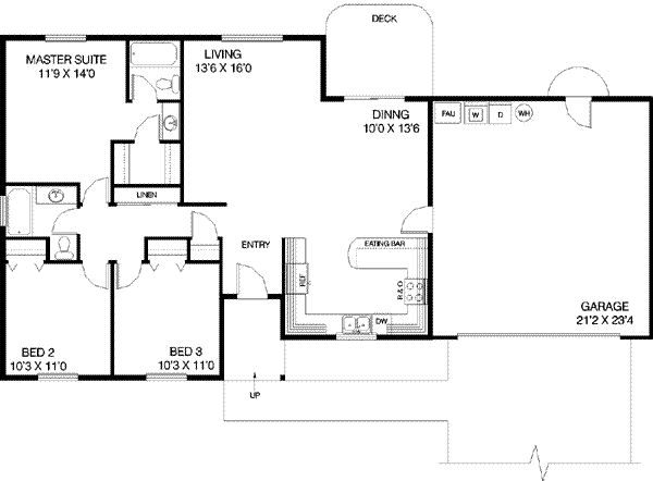 Architectural House Design - Ranch Floor Plan - Main Floor Plan #60-421
