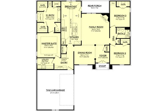 Floor Plan - Main Floor for European House Plan #430-72 - 3 bed, 2 bath
