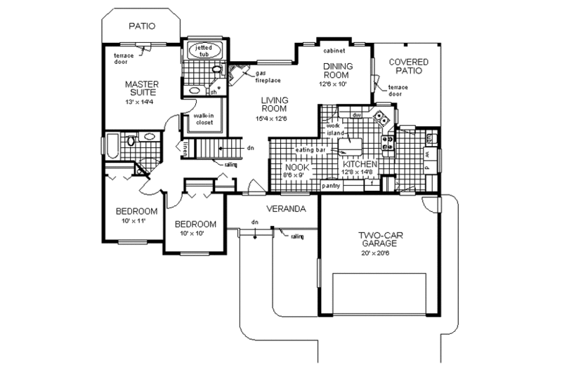 Ranch Style House Plan - 3 Beds 2 Baths 1538 Sq/Ft Plan #18-193 ...