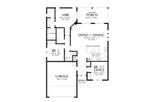 Floor Plan - Main Floor for Contemporary House Plan #48-1056 - 3 bed, 2 bath