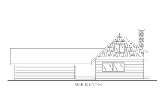 Exterior - Rear Elevation for Cabin House Plan #117-1017 - 2 bed, 2 bath