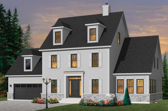 Exterior - Front Elevation 3 for Colonial House Plan #23-2260 - 3 bed, 2.5 bath