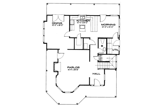 Floor Plan - Main Floor for Victorian House Plan #43-105 - 3 bed, 2.5 bath