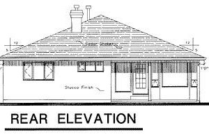 Exterior - Rear Elevation for Ranch House Plan #18-108 - 2 bed, 2 bath