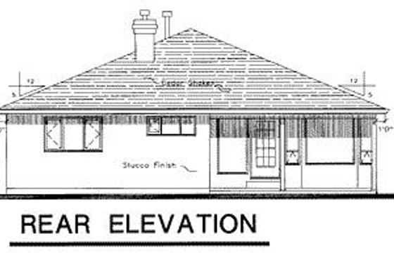 Exterior - Rear Elevation for Ranch House Plan #18-108 - 2 bed, 2 bath