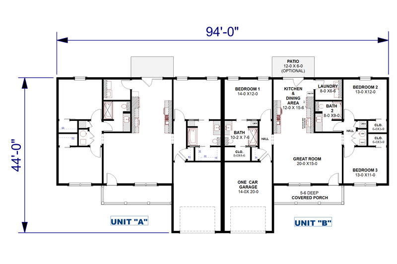 House Blueprint - Floor Plan - Main Floor for Traditional House Plan #44-308 - 6 bed, 4 bath