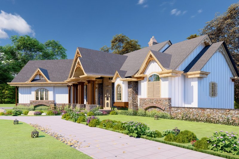 Home Plan - Exterior - Front Elevation 3 for Ranch House Plan #54-467 - 3 bed, 2.5 bath