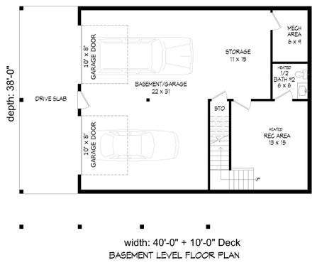Floor Plan - Lower Floor for Traditional House Plan #932-440 - 3 bed, 2.5 bath