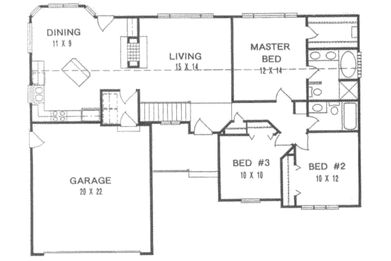 Dream House Plan - Floor Plan - Main Floor for Traditional House Plan #58-132 - 3 bed, 2 bath
