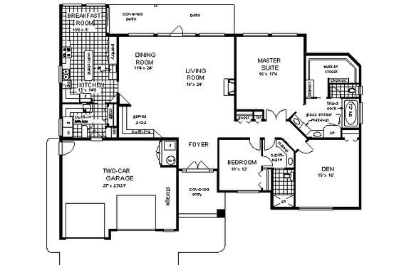 Floor Plan - Main Floor for European House Plan #18-171 - 3 bed, 2 bath