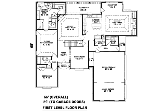 Floor Plan - Main Floor for European House Plan #81-1582 - 4 bed, 3.5 bath