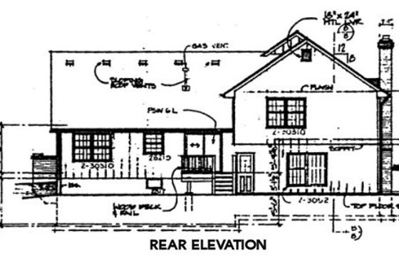 Exterior - Rear Elevation for European House Plan #312-771 - 4 bed, 3.5 bath