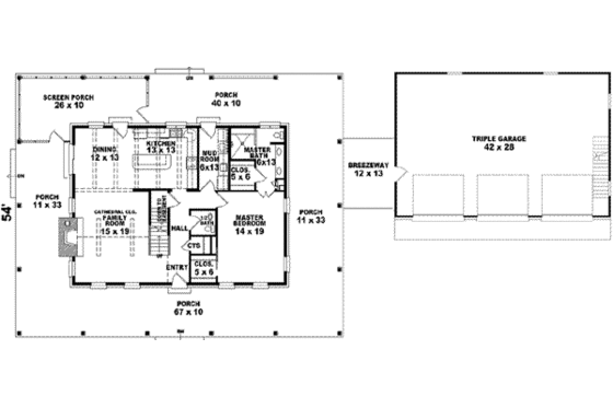 Floor Plan - Main Floor for Southern House Plan #81-774 - 3 bed, 2.5 bath