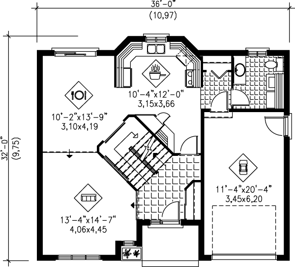 House Design - Traditional Floor Plan - Main Floor Plan #25-2065