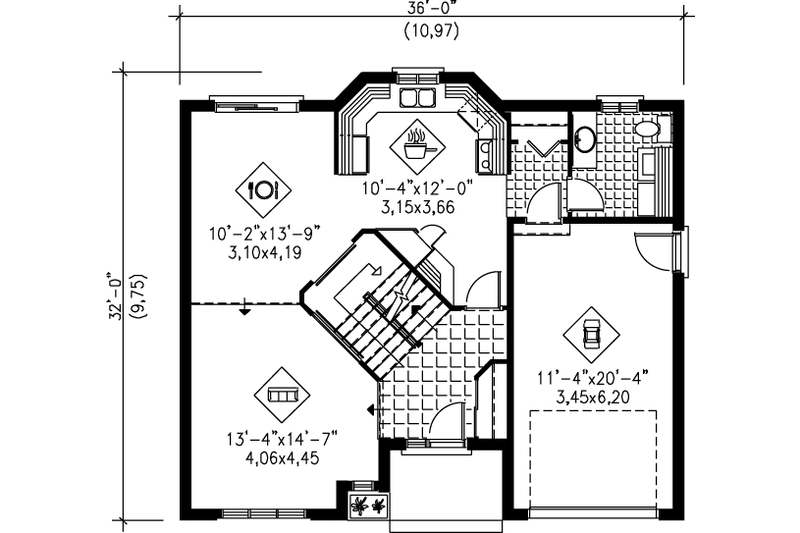 Home Plan - Floor Plan - Main Floor for Traditional House Plan #25-2065 - 3 bed, 1.5 bath