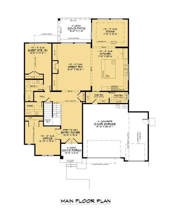 Architectural House Design - Traditional Floor Plan - Main Floor Plan #1066-170