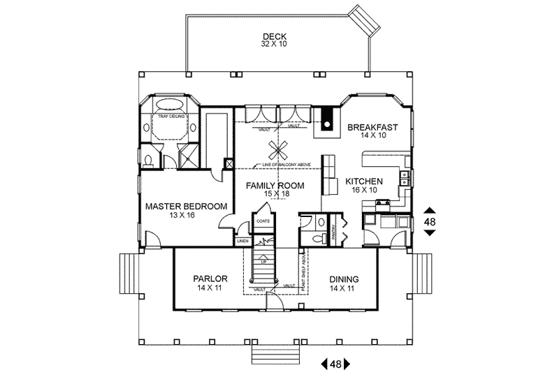 Home Plan - Floor Plan - Main Floor for Farmhouse House Plan #56-175 - 3 bed, 2.5 bath