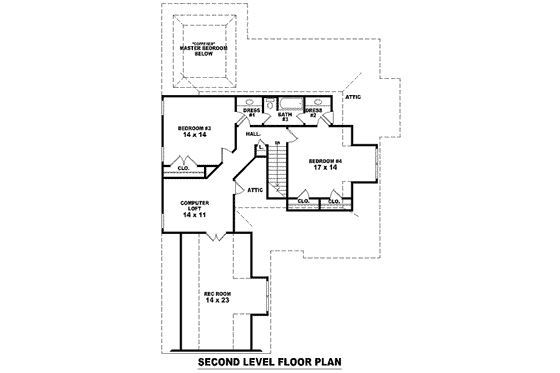 Floor Plan - Upper Floor for European House Plan #81-1504 - 4 bed, 3 bath