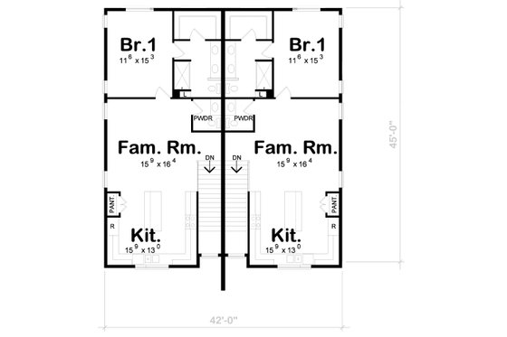 Floor Plan - Upper Floor for Modern House Plan #20-2563 - 3 bed, 2.5 bath