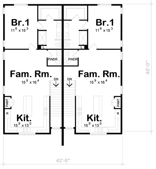 Modern Floor Plan - Upper Floor Plan #20-2563