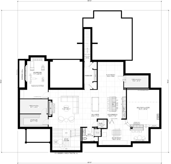 Contemporary Floor Plan - Lower Floor Plan #928-380