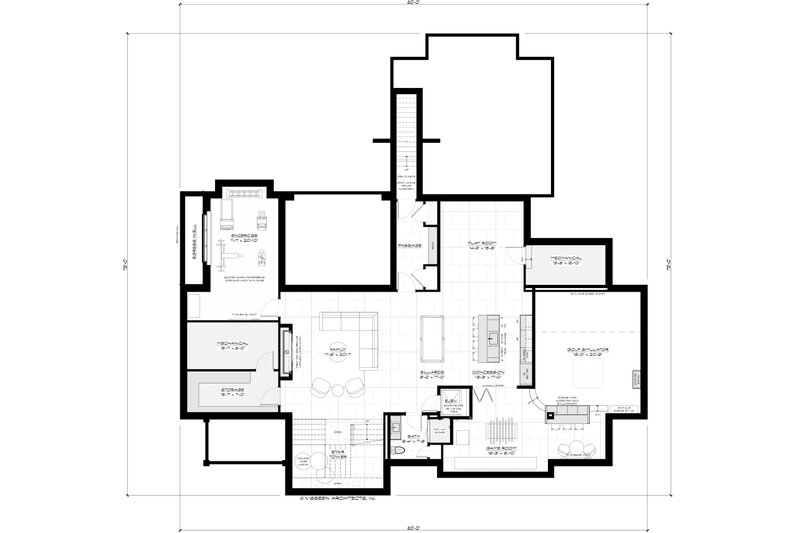House Plan Design - Floor Plan - Lower Floor for Contemporary House Plan #928-380 - 4 bed, 5.5 bath