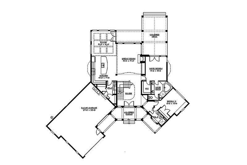 House Blueprint - Floor Plan - Main Floor for Craftsman House Plan #132-211 - 4 bed, 4 bath