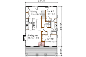 Bungalow style, Craftsman design, front elevation main level floor plan